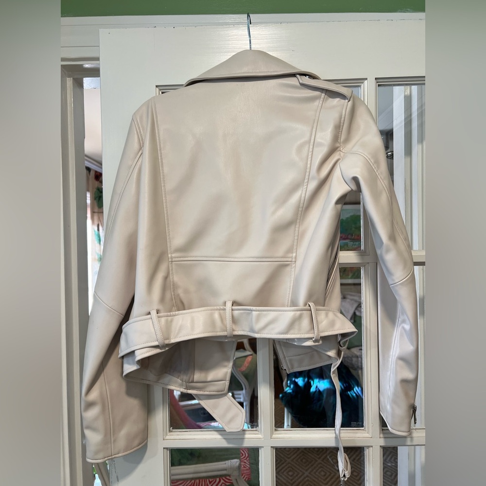 Zara moto biker jacket faux leather cream - Picture 2 of 3
